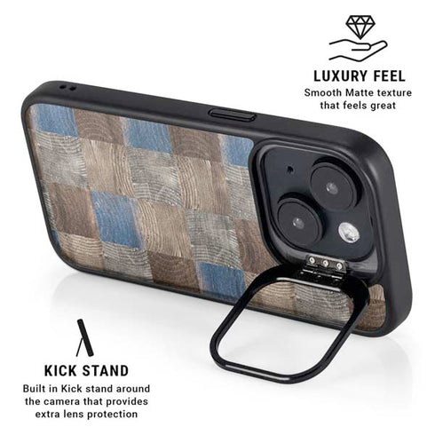 Lumber Grid iPhone 15 Kickstand Case